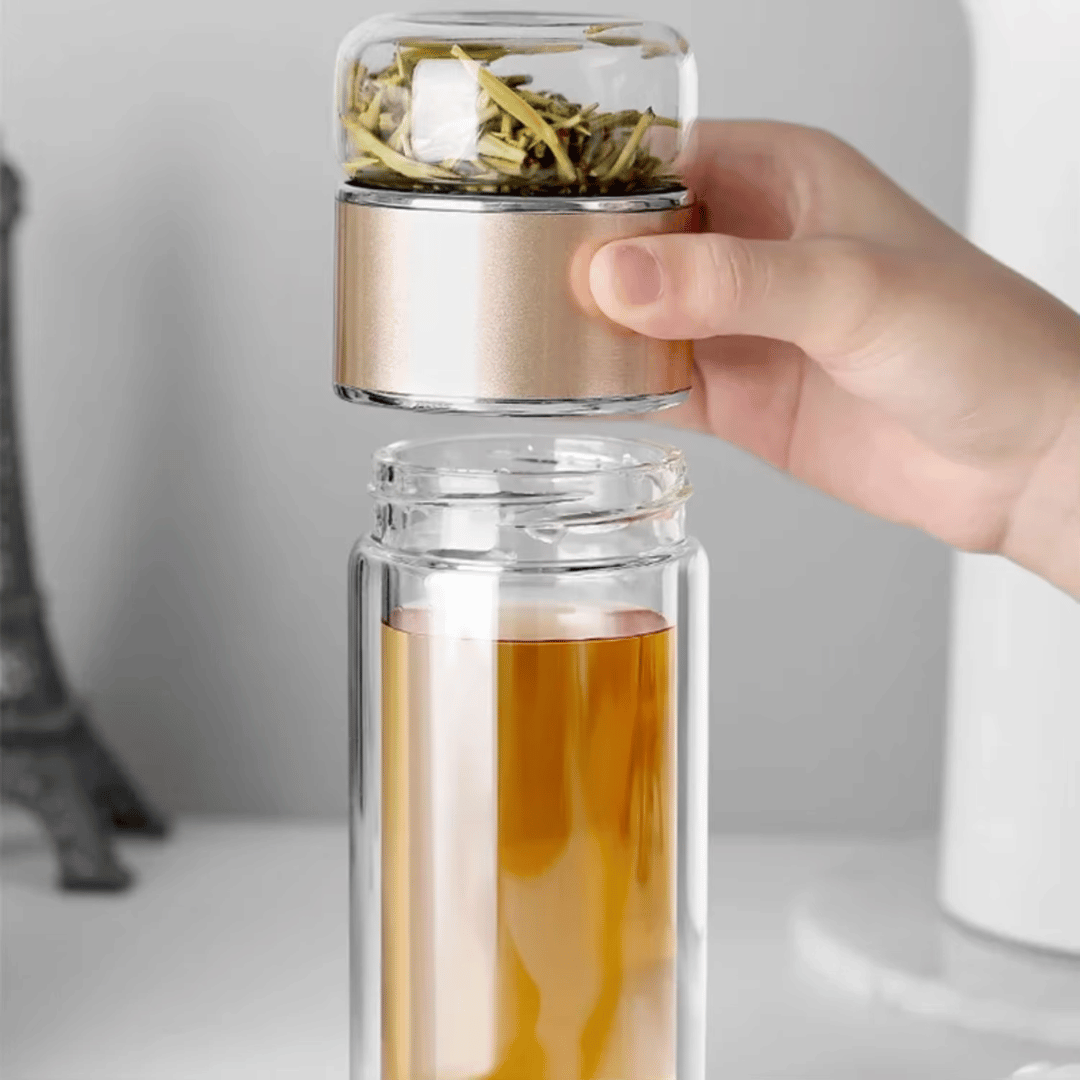 InfusionPro dual chamber tea bottle - innovative brewing system for tea lovers