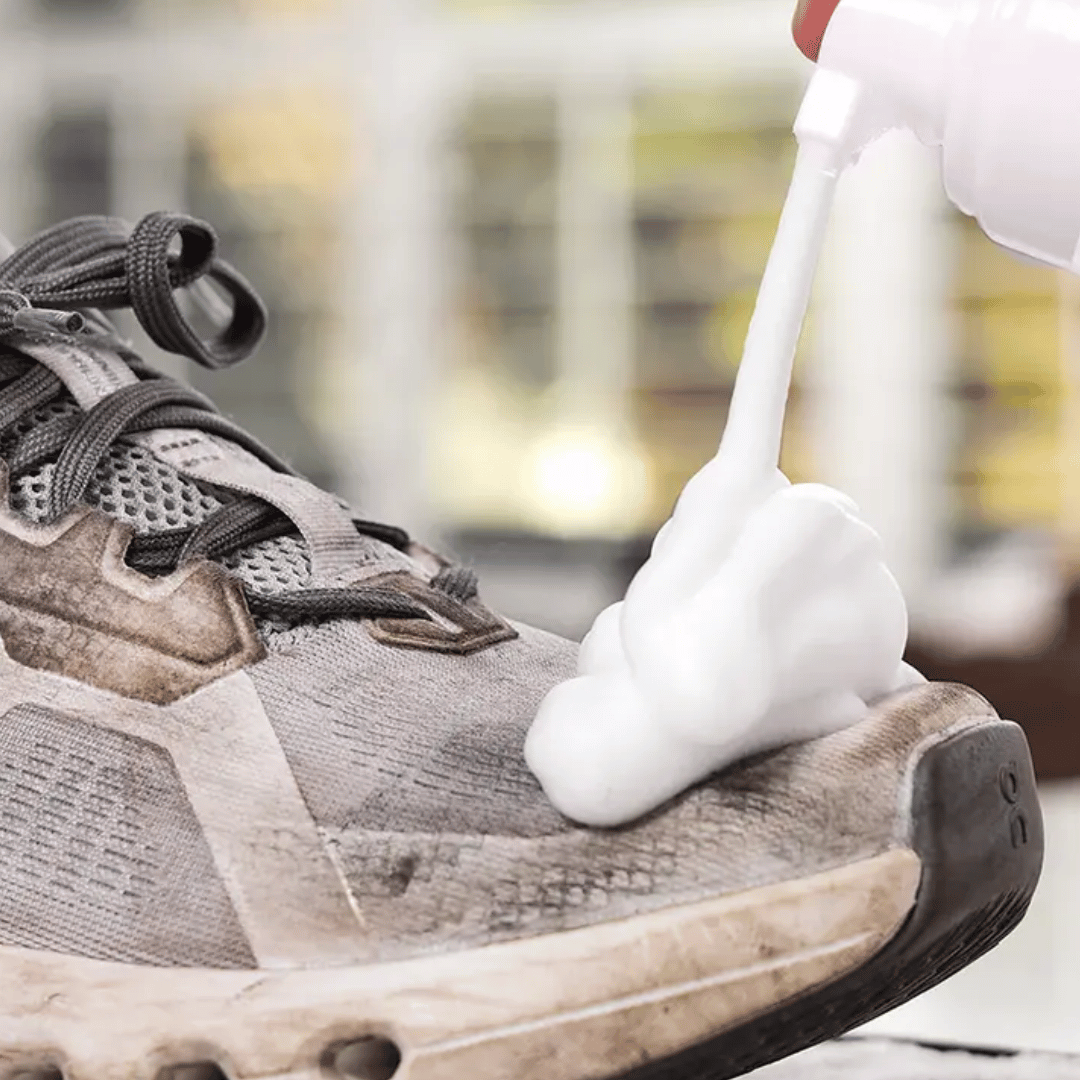 FreshKicks foam sneaker cleaner bottle with deep cleaning formula for all shoe types and footwear maintenance