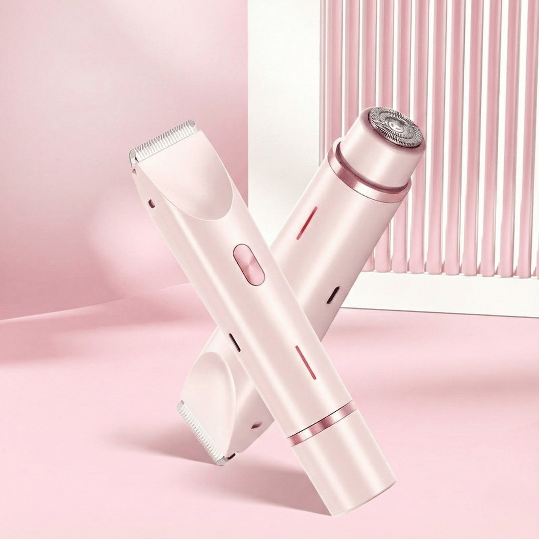 Pink electric shaver on a pink background