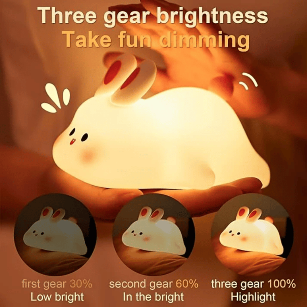 Portable rabbit night light for children - rechargeable LED bedtime lamp