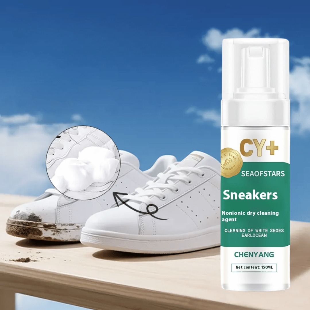 FreshKicks foam sneaker cleaner bottle with deep cleaning formula for all shoe types and footwear maintenance
