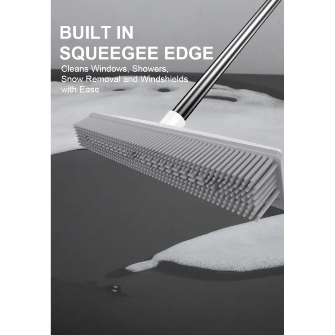 Cleaning tool with squeegee edge on a gray background