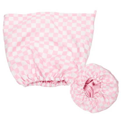 SilkStyle waterproof shower cap with satin-lined interior for ultimate hair protection during showers