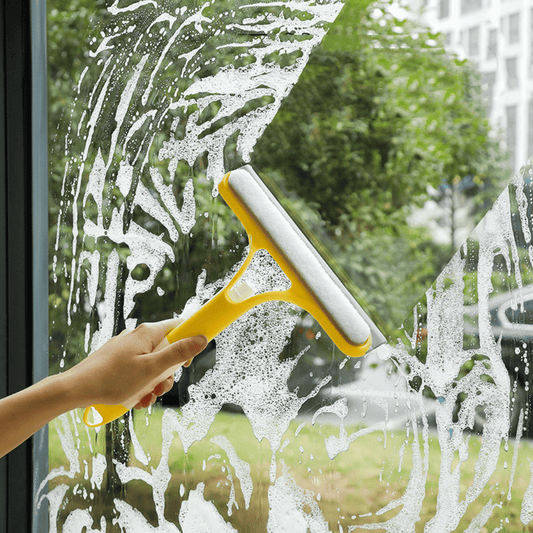 ClearView double-sided glass scraper with ergonomic handle for efficient window and mirror cleaning