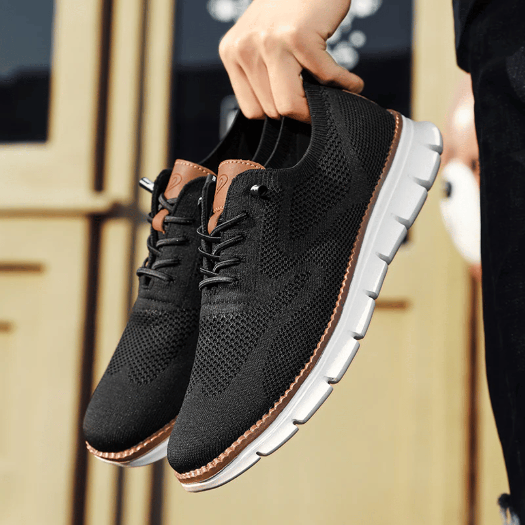 Hugo ultra comfortable dress sneakers - men's breathable knit shoes with vegan leather