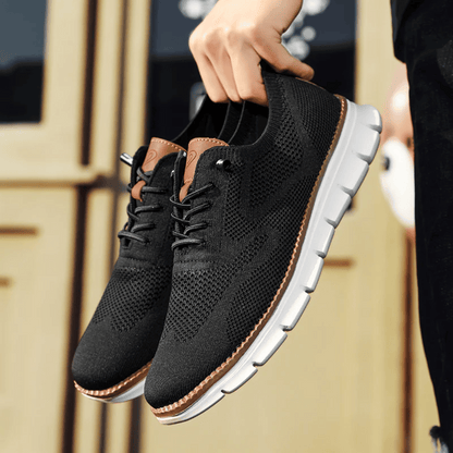 Hugo ultra comfortable dress sneakers - men's breathable knit shoes with vegan leather