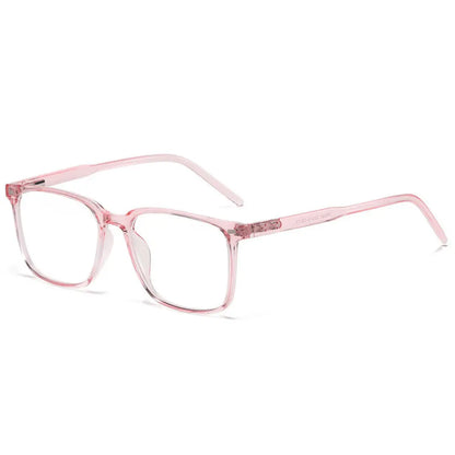Pink eyeglasses on a white background