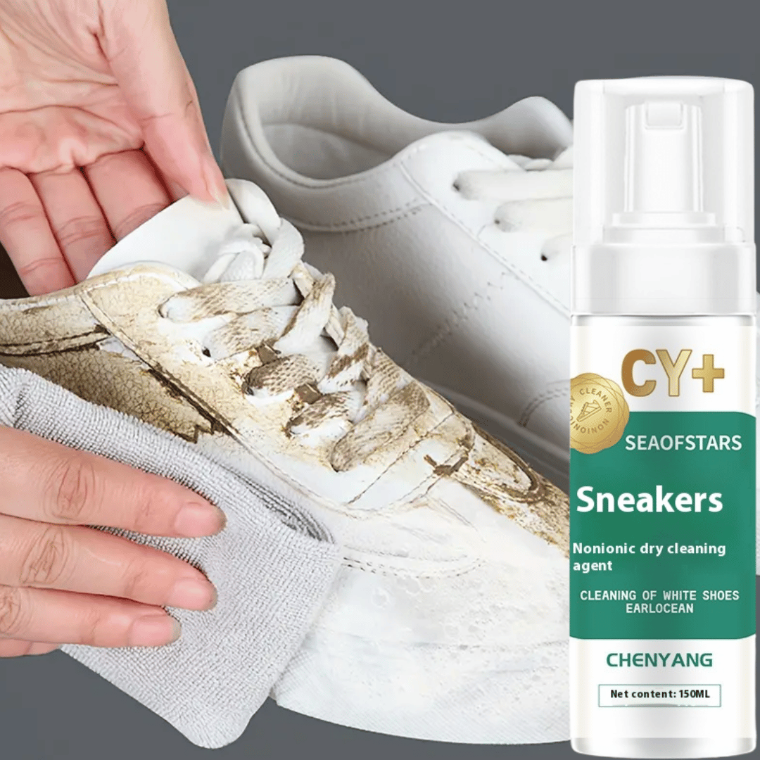 FreshKicks foam sneaker cleaner bottle with deep cleaning formula for all shoe types and footwear maintenance