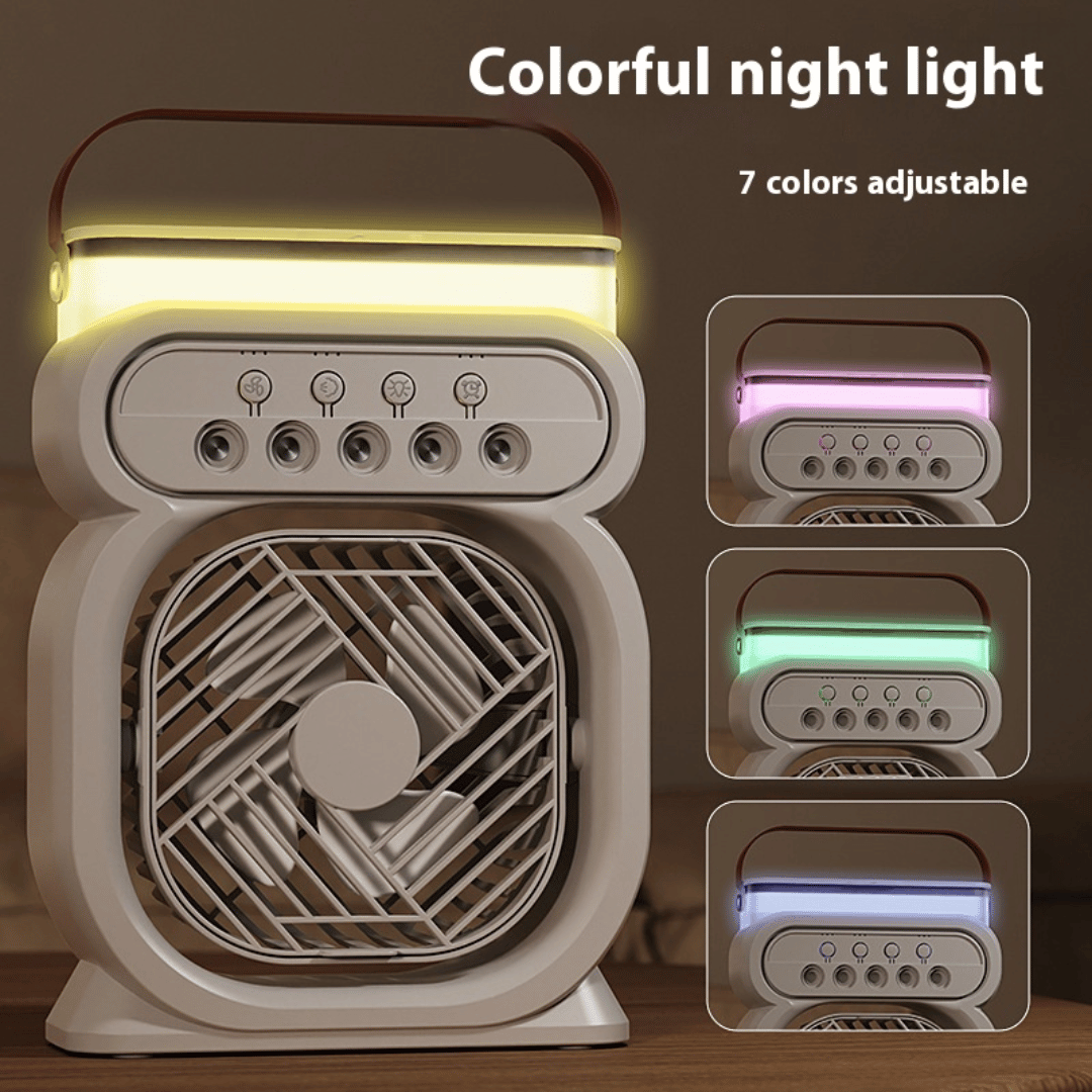 Colorful night light with adjustable colors on a wooden surface