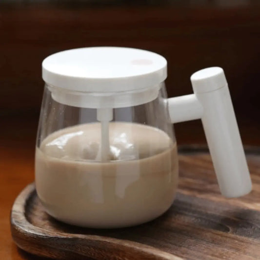 Self-stirring ceramic mug with automatic mixing - USB rechargeable for coffee, tea, and protein shakes