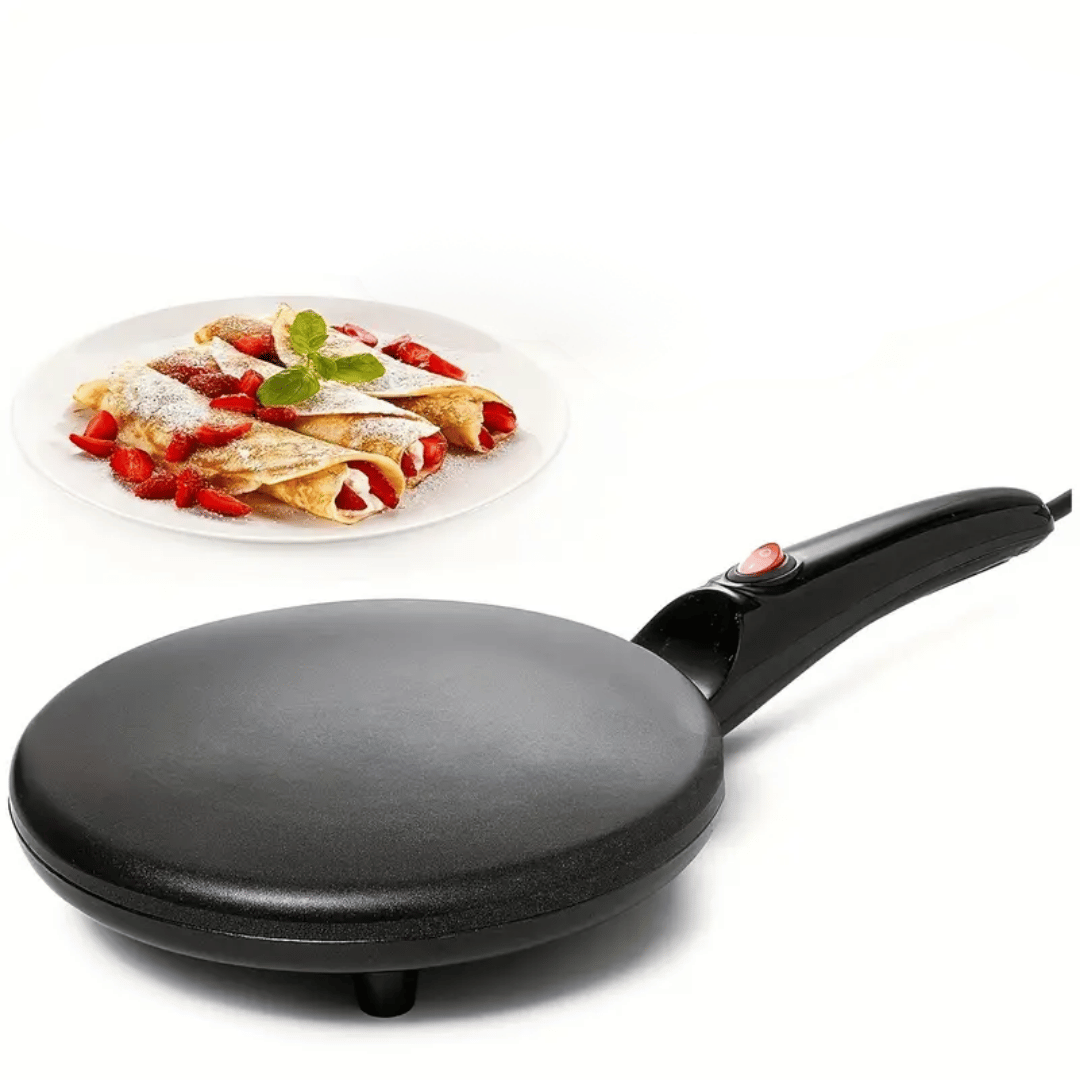 QuickBake electric pancake pan with non-stick surface for perfect breakfast cooking