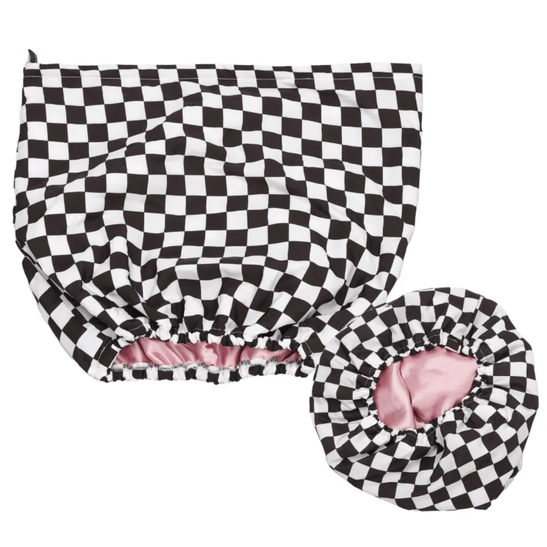 SilkStyle waterproof shower cap with satin-lined interior for ultimate hair protection during showers