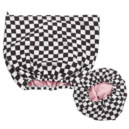 SilkStyle waterproof shower cap with satin-lined interior for ultimate hair protection during showers