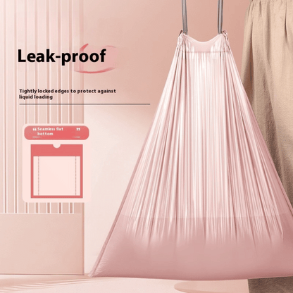 DormEase pink decorative trash bags adding stylish color to dorm room waste management