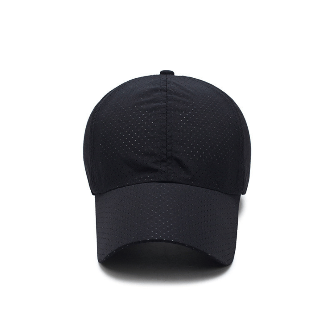 Black baseball cap on a white background