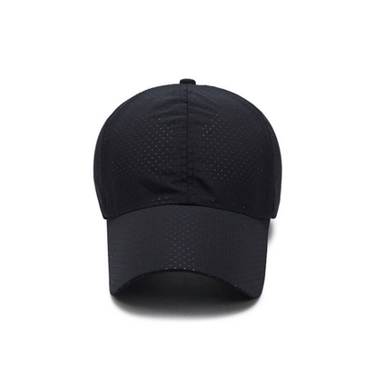 Black baseball cap on a white background
