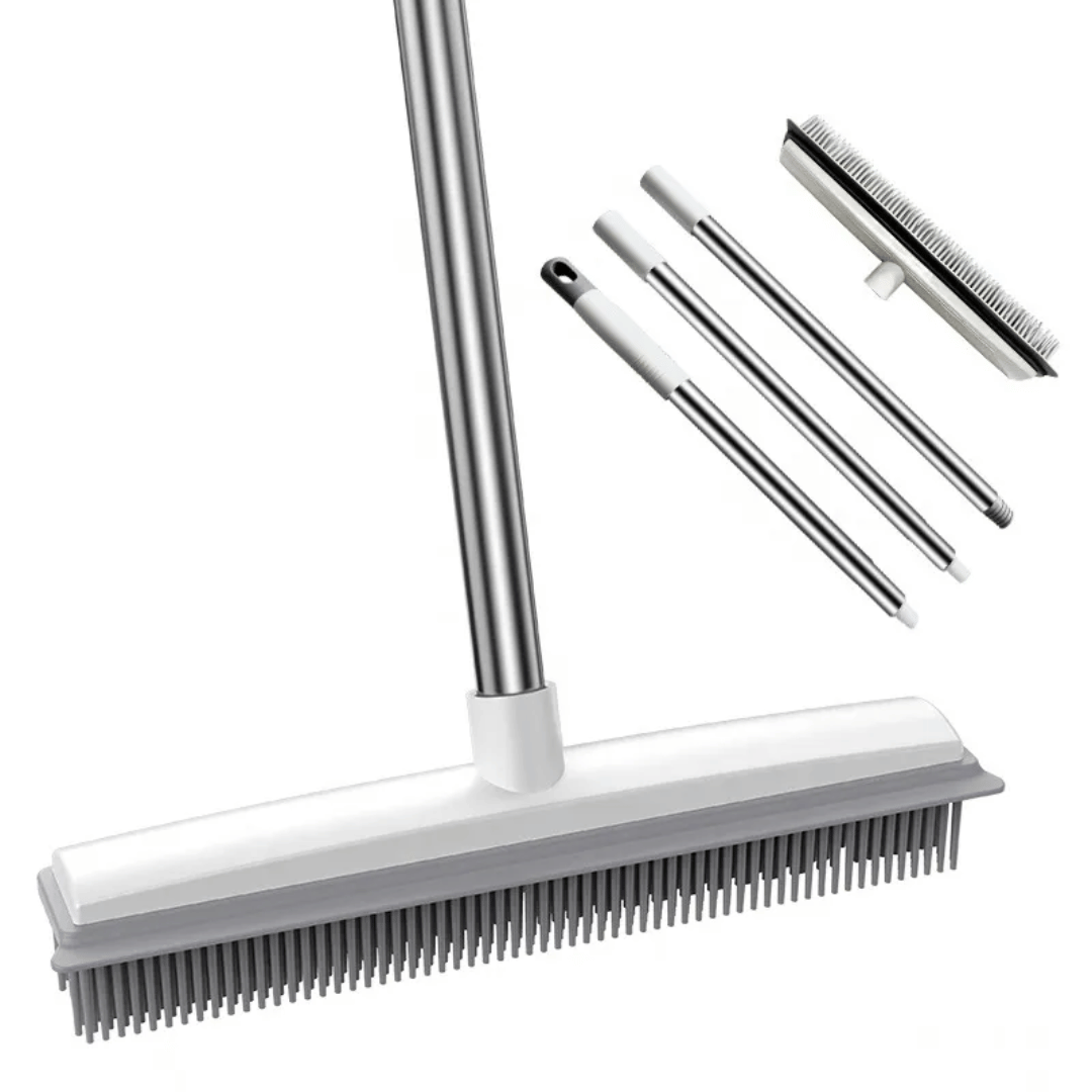 Cleaning brush set with various attachments on a white background
