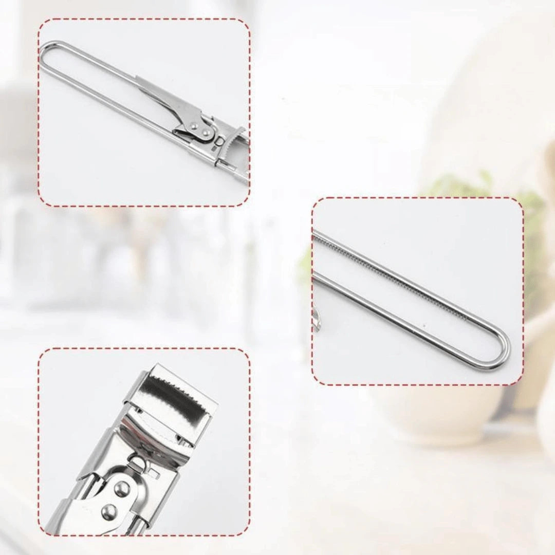 Metallic clip with close-up details on a blurred background