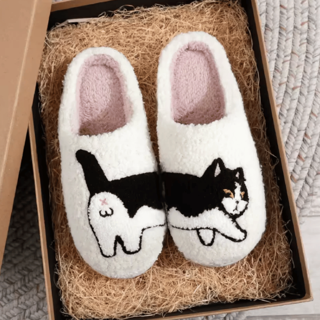 PugSlides cat animal slippers - cozy house slippers featuring cute cat design in multiple sizes