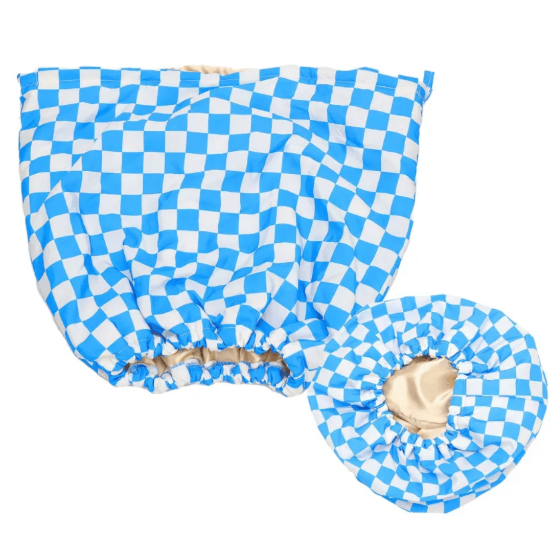 SilkStyle waterproof shower cap with satin-lined interior for ultimate hair protection during showers