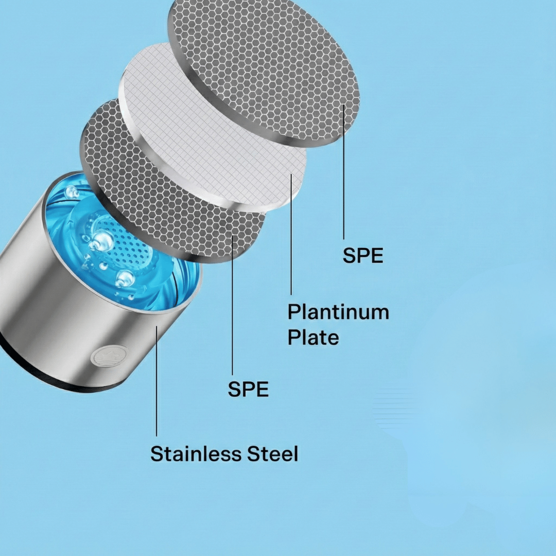 Cross-sectional diagram of a device with labeled components on a blue background