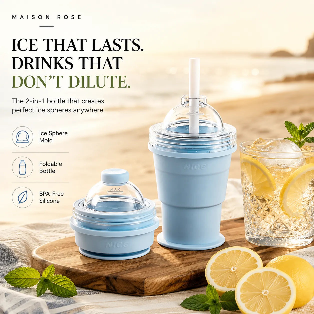 FrostFold – 2-in-1 Portable Ice Ball Cup
