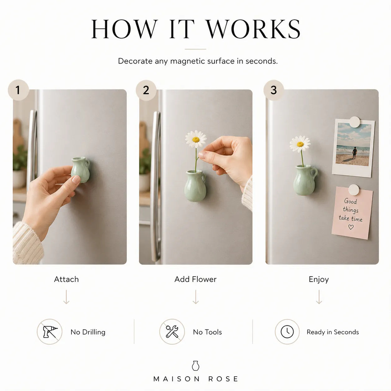 Flora Mini Vase Ceramic Magnets