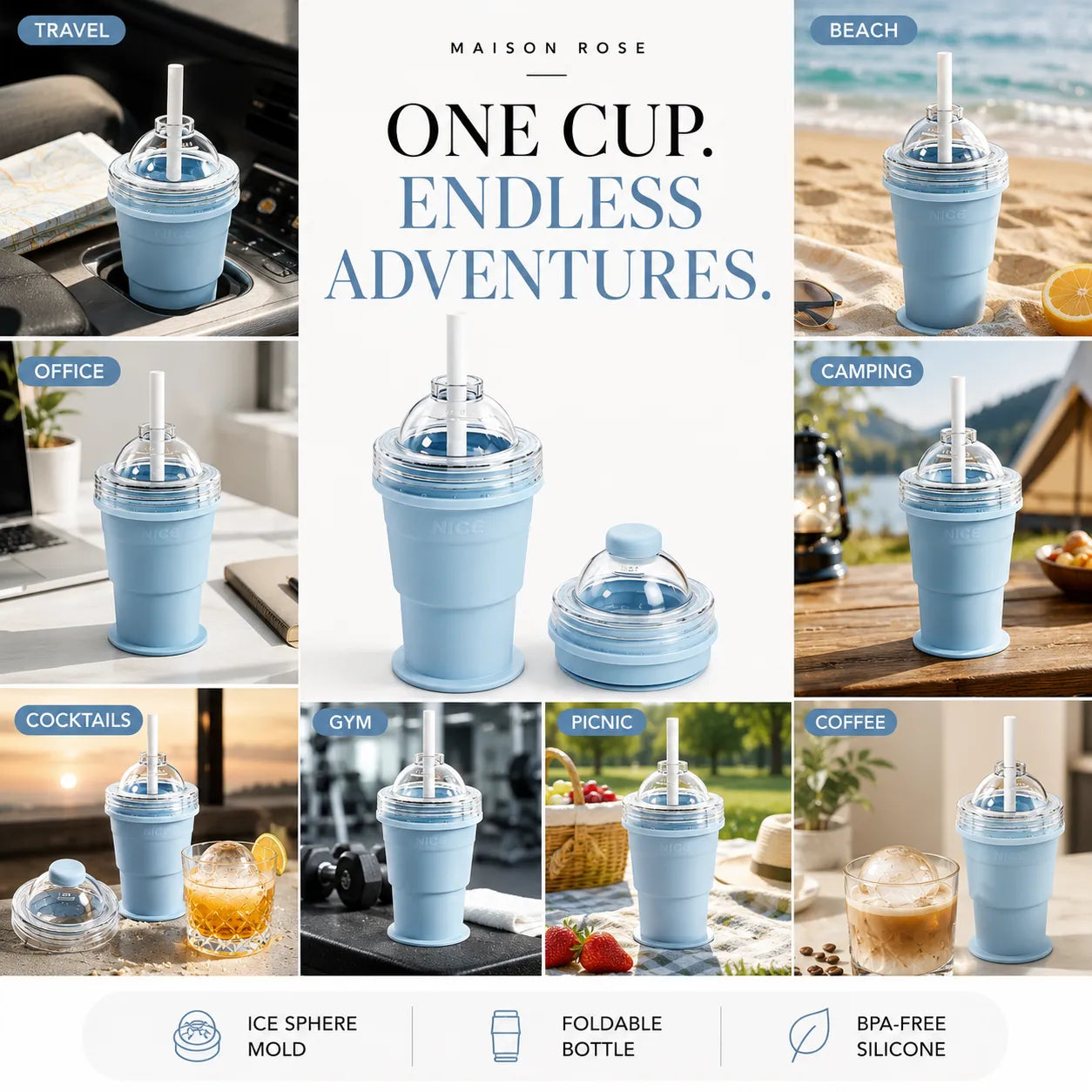 FrostFold – 2-in-1 Portable Ice Ball Cup