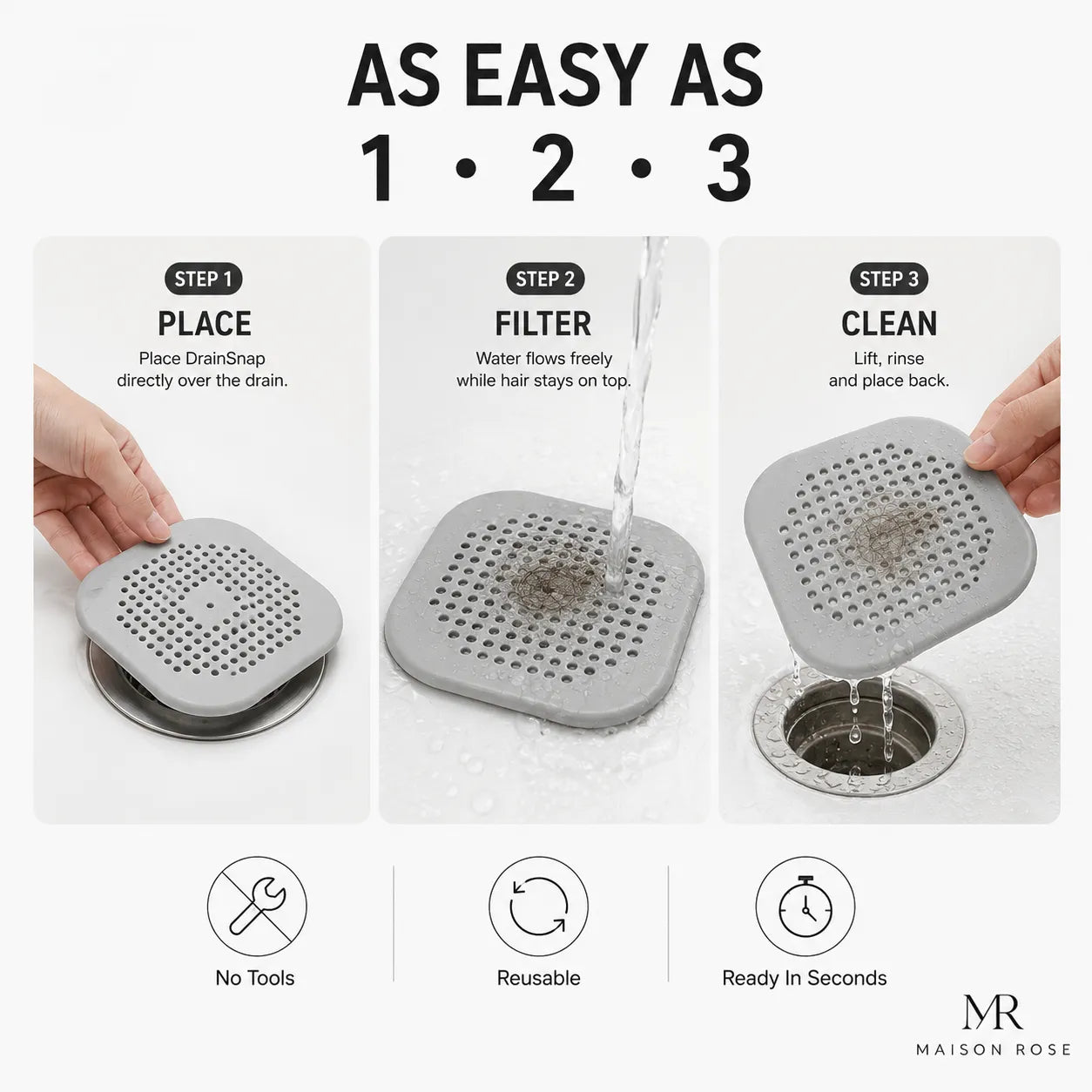 DrainSnap – Universal Silicone Hair Catcher & Drain Filter