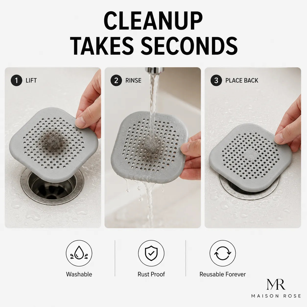 DrainSnap – Universal Silicone Hair Catcher & Drain Filter