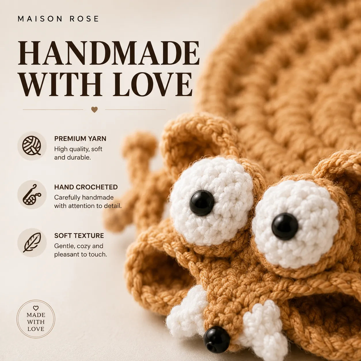 CozyCritters – Hand-Crocheted Animal Coasters