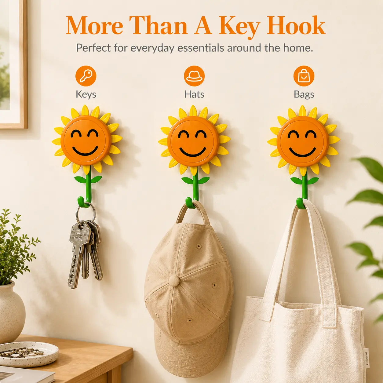 BloomHook – Retractable Sunflower Wall Hook