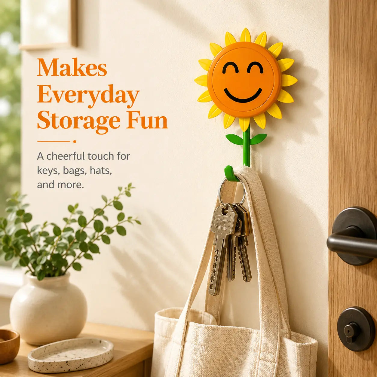 BloomHook – Retractable Sunflower Wall Hook