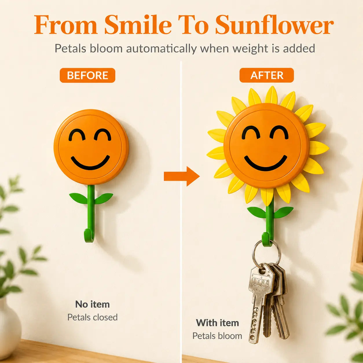 BloomHook – Retractable Sunflower Wall Hook