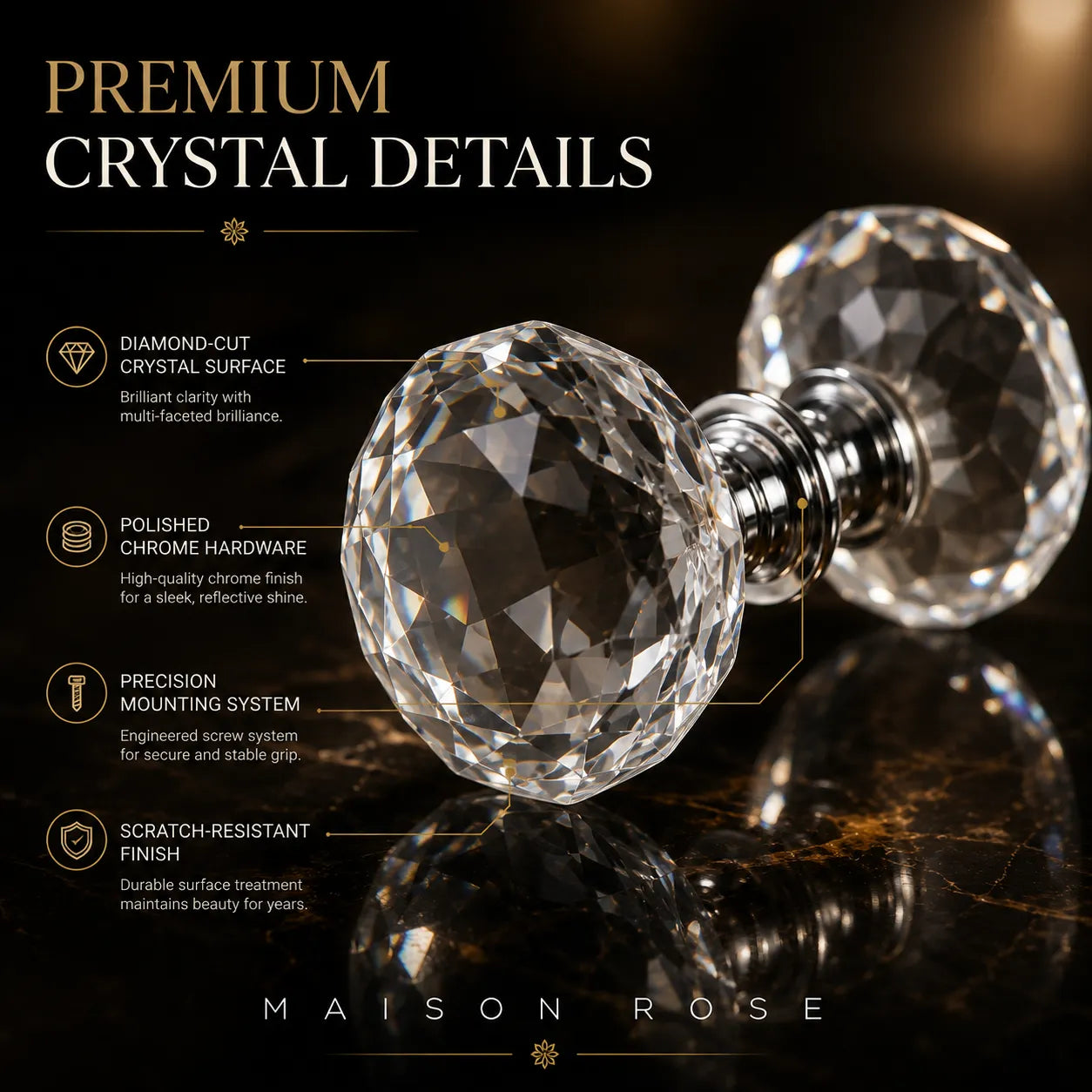 Lumina Crystal – Glass Cabinet Knobs