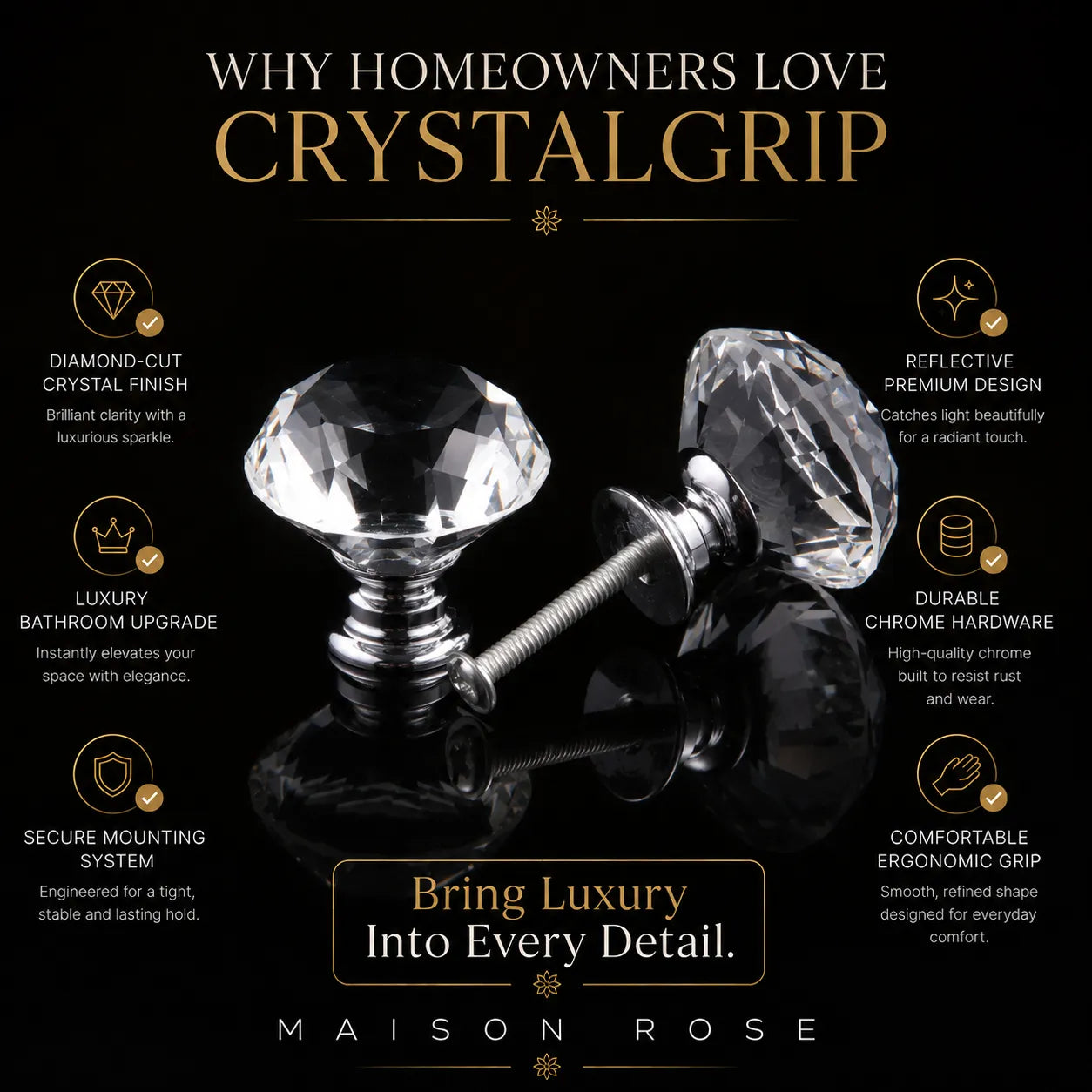 Lumina Crystal – Glass Cabinet Knobs