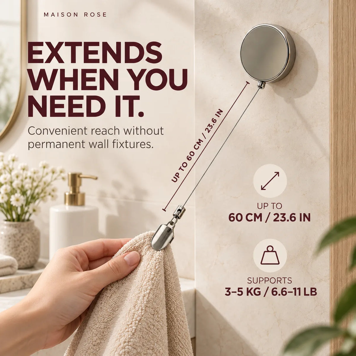 TowelReach – Retractable Towel Clip