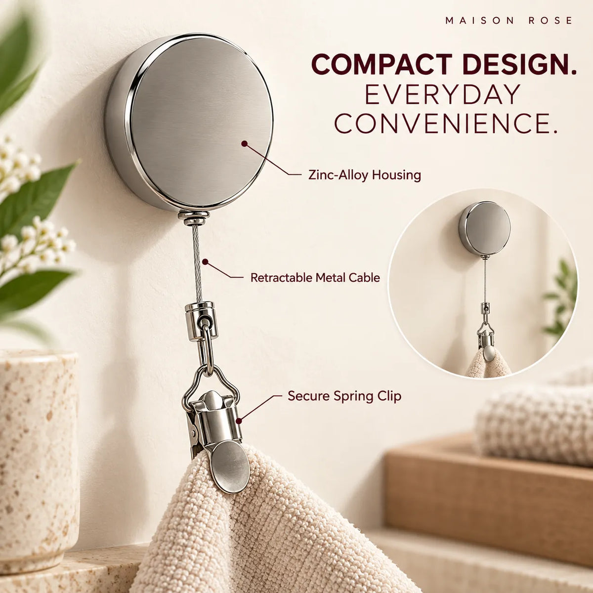 TowelReach – Retractable Towel Clip