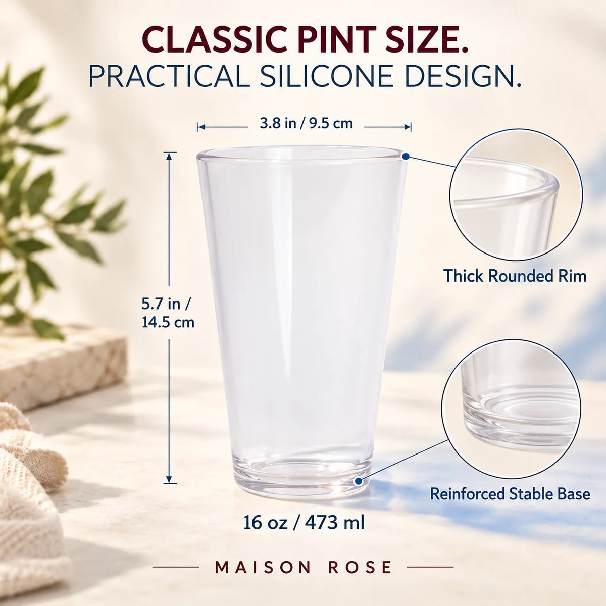 FlexSip – Clear 16 oz Reusable Silicone Pint Cup