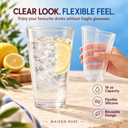 FlexSip – Clear 16 oz Reusable Silicone Pint Cup