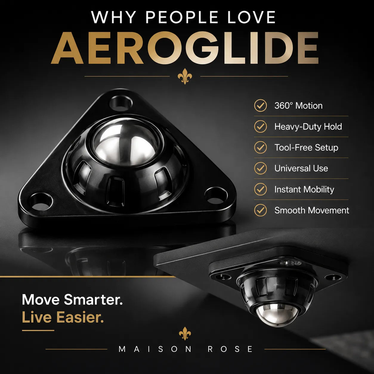 AeroGlide – 360° Universal Adhesive Wheels