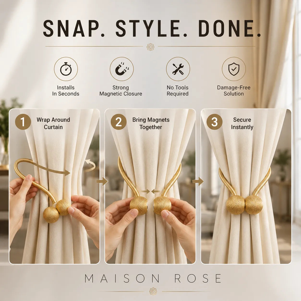 Magnetic Curtain Tiebacks