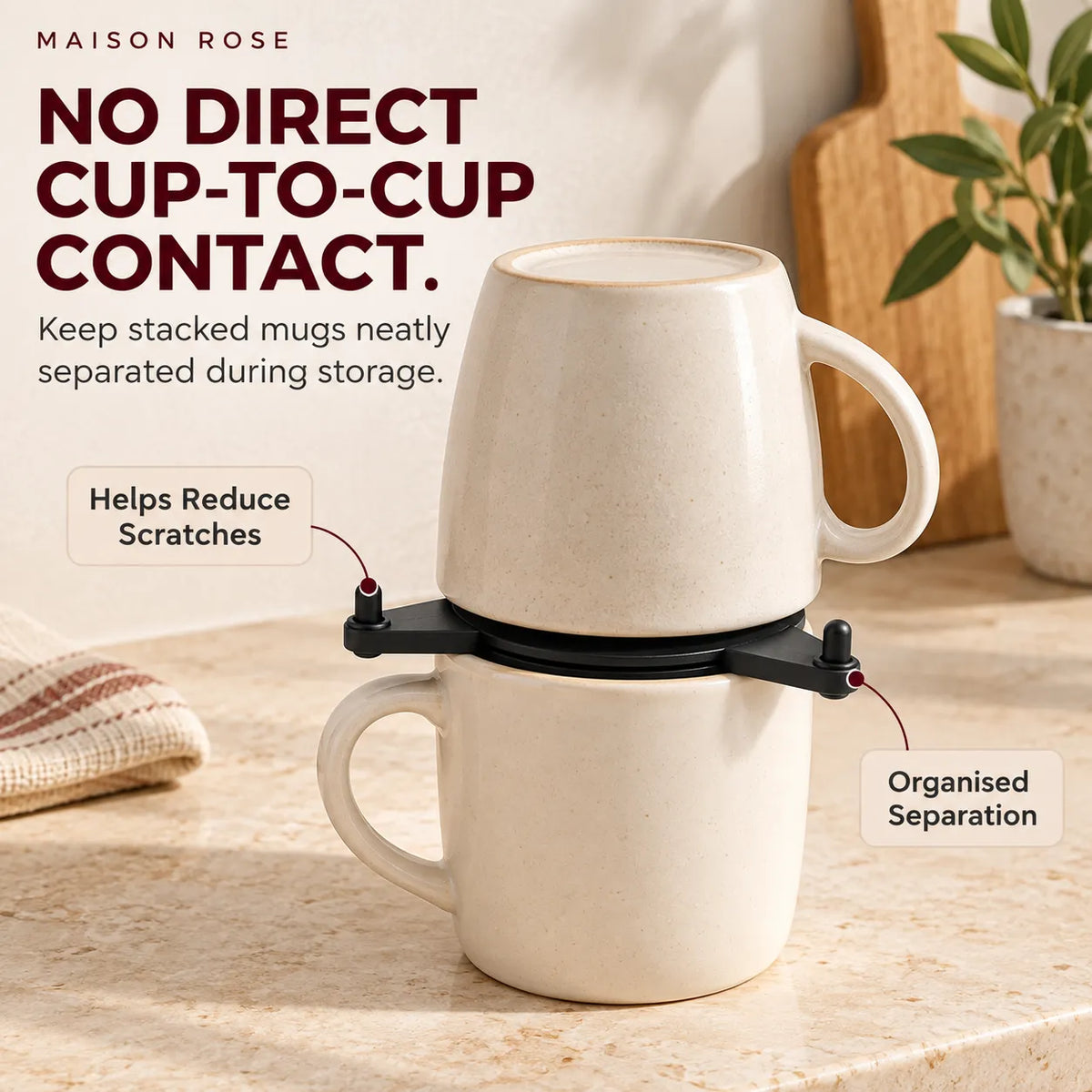 MugNest – Adjustable Cup Stacking Organizer