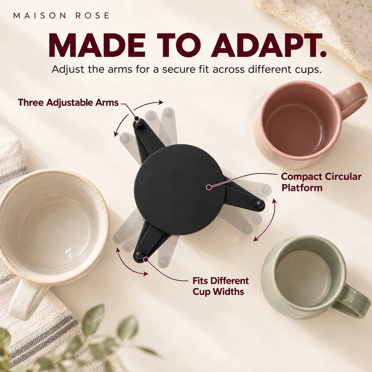 MugNest – Adjustable Cup Stacking Organizer
