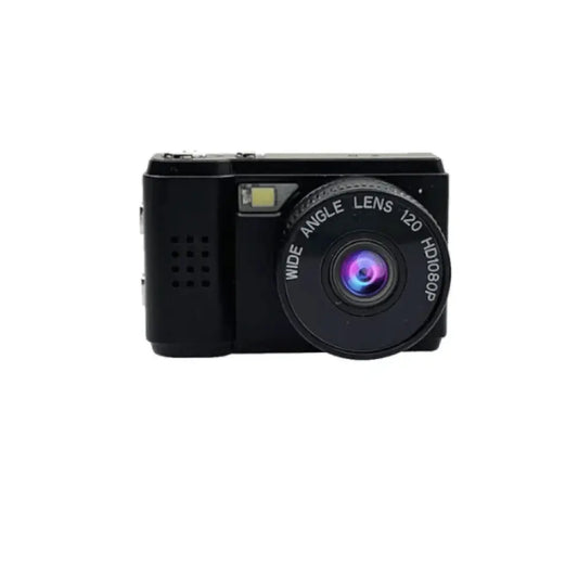 A collection of images showing a Mini Retro Camera from different angles, displaying its physical appearance and screen.